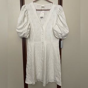New white H&M eyelet dress size Small